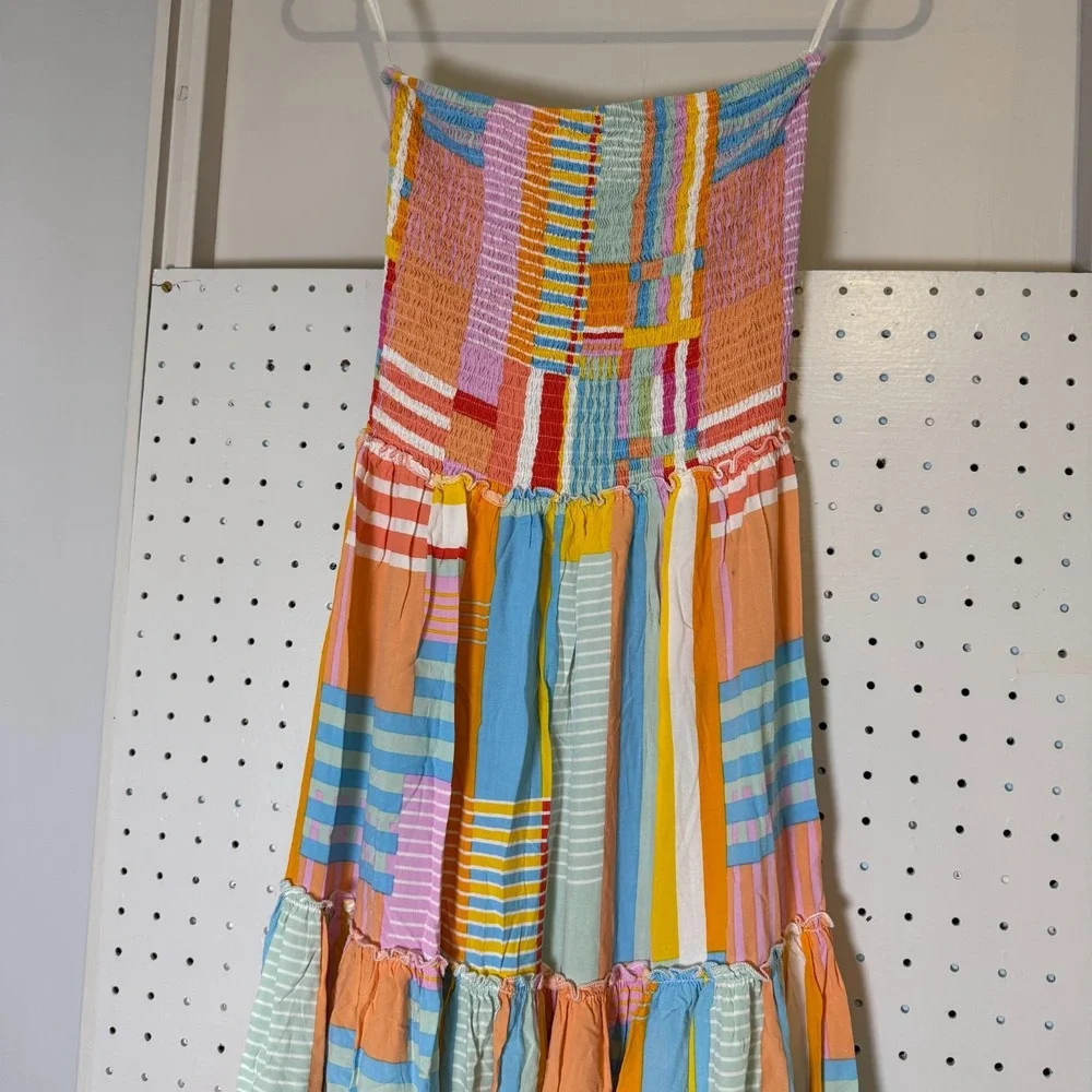 Abel The Label Smocked Maxi Dress Women's Small Multicolor Patchwork Party‎ - Picture 3 of 13